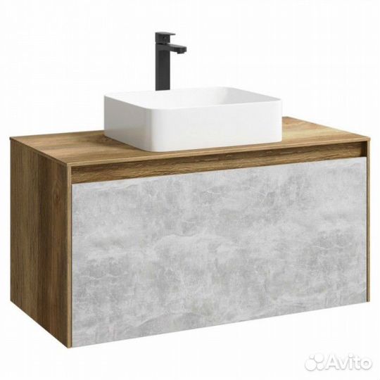 Мебель для ванной Aqwella Mobi 100 дуб балтийский фасад бетон светлый