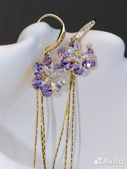 Серьги позолота, гальваника