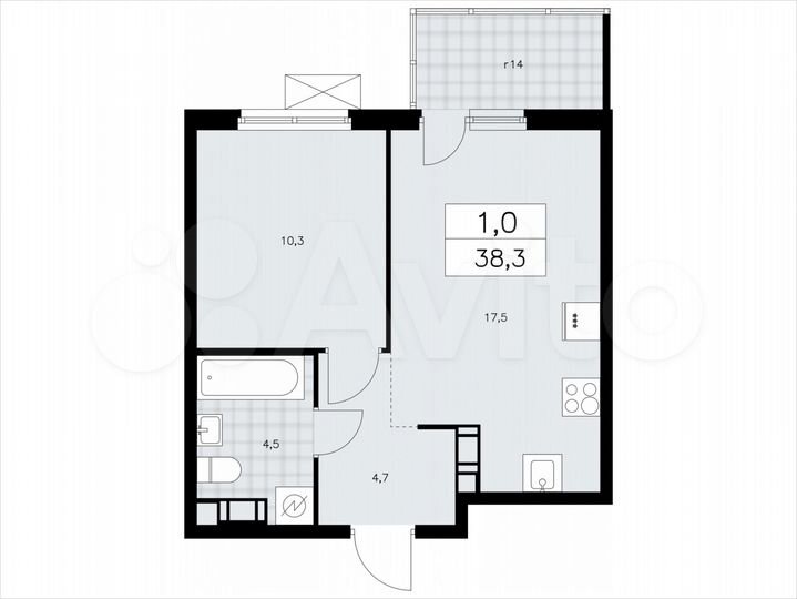 1-к. квартира, 38,3 м², 11/11 эт.