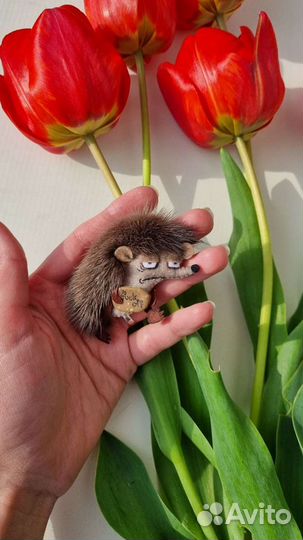 Брошь ежик. Меховая брошь. Смешной подарок