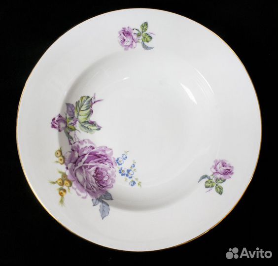 Набор тарелки суповые Розы 6 шт, Богемия, Чехосло