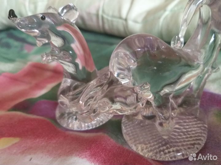 Фигурки из стекла Мышь и Бык + Дева - знак зодиака