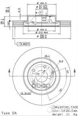 09.9825.21 диск тормозной передний MB W211/S21