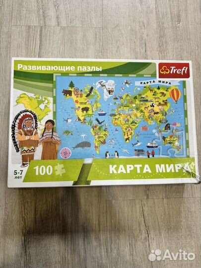 Пазлы карта мира 100 деталей