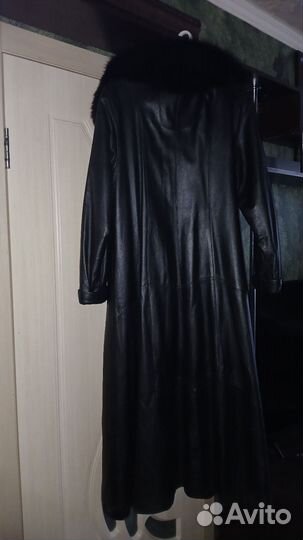 Кожаный плащ женский длинный 50 52 54