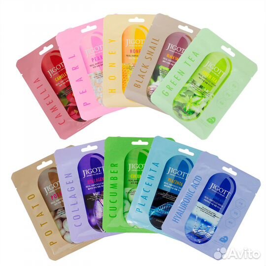 Маски для лица Jigott в ассортименте 10 шт