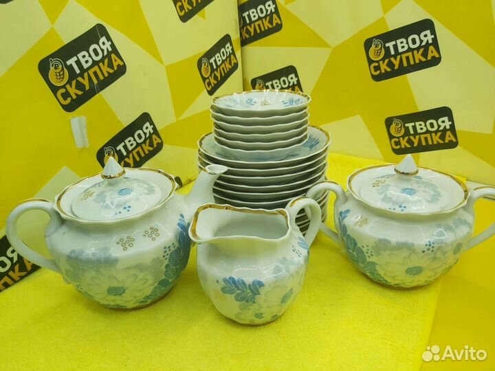 М.18069 Сервиз чайный Голубой цветок Вербилки СССР