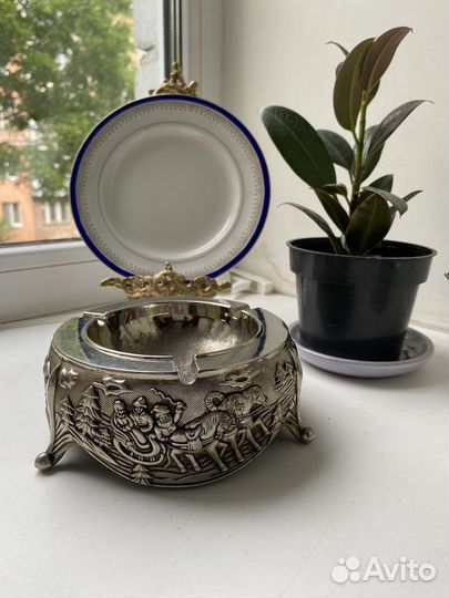 Пепельница, глубокое серебрение, медь Редкость
