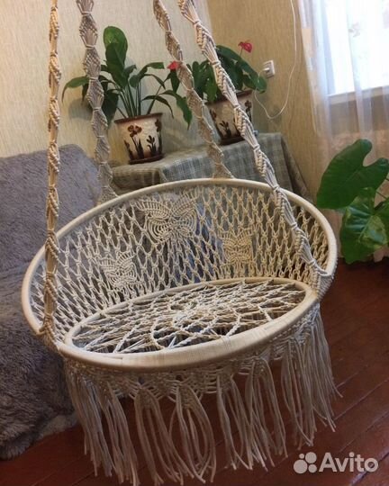 Подвесное кресло качель макраме