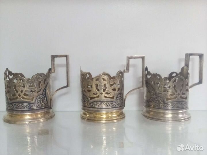 Подстаканник серебро 875 винтаж СССР