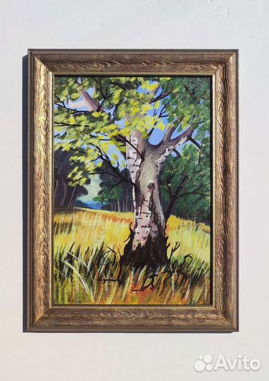 Пейзаж,осеннее дерево, картина акрилом на холсте