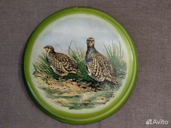 Тарелка на стену СССР куропатки эмаль