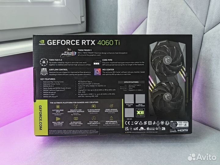 Новая видеокарта MSI RTX 4060 Ti gaming X 8G