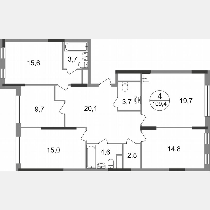 4-к. квартира, 109,4 м², 16/17 эт.