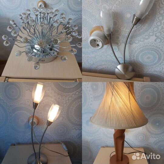 Бра и настольный светильник, люстра потолочная