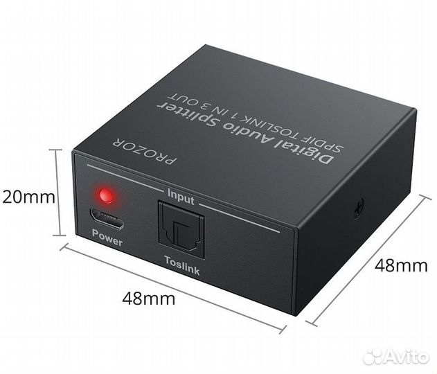 Оптический цифровой 5,1 аудио сплиттер 1x3 Toslink