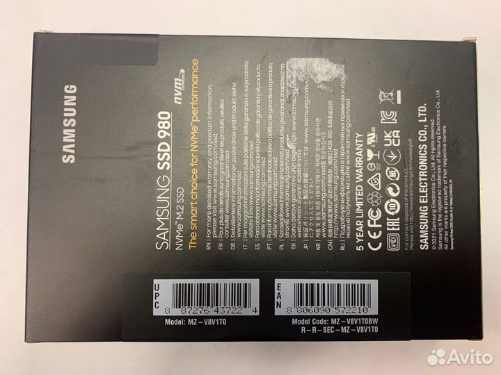 SSD M.2 диск Samsung 980 MZ-V8V1T0B 1000 гб 1tb