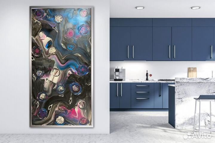 Картина абстракция в технике fluid ART
