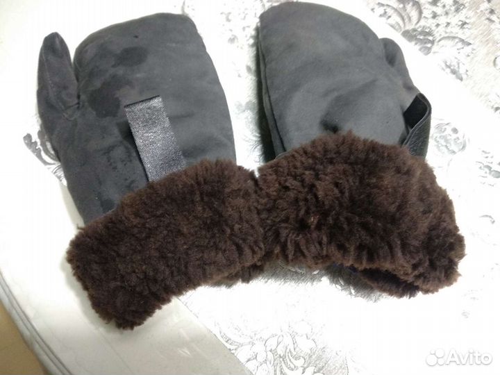 Армейские рукавицы варежки натуральный мех