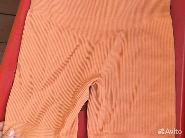 Шорты велосипедки в рубчик оранжевые