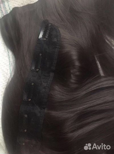 Термо волосы на заколках брюнет