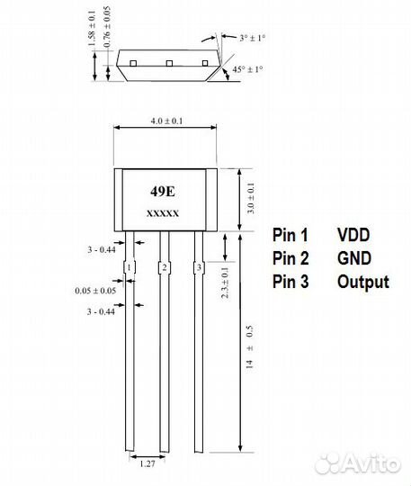Датчик Холла SS49E для электросамоката