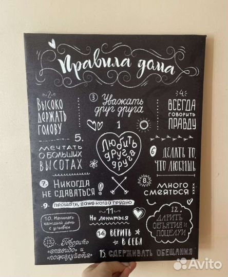 Постер картина холсте на подрамнике Правила дома