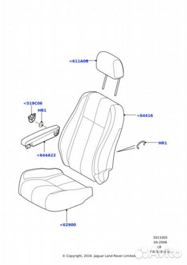 Обивка сиденья Freelander 2 2006 - 2014