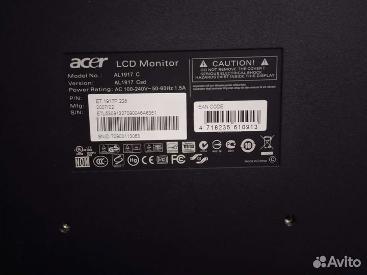 Монитор Acer L1917c