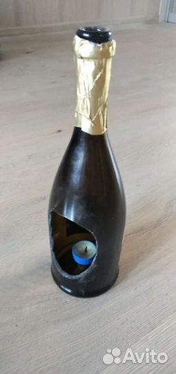 Подсвечник из бутылки шампанского