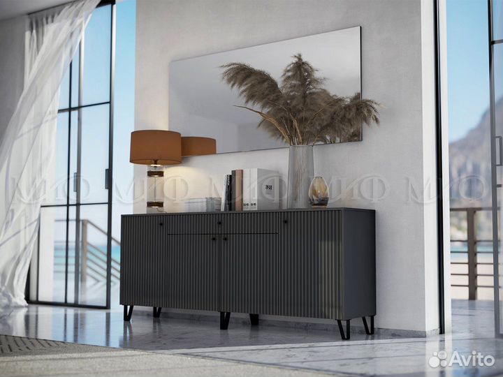 Оливия Комод (Графит, Графит Глянец)