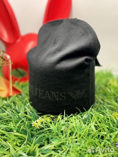 Лёгкая премиум шапка Armani Jeans колпак черный