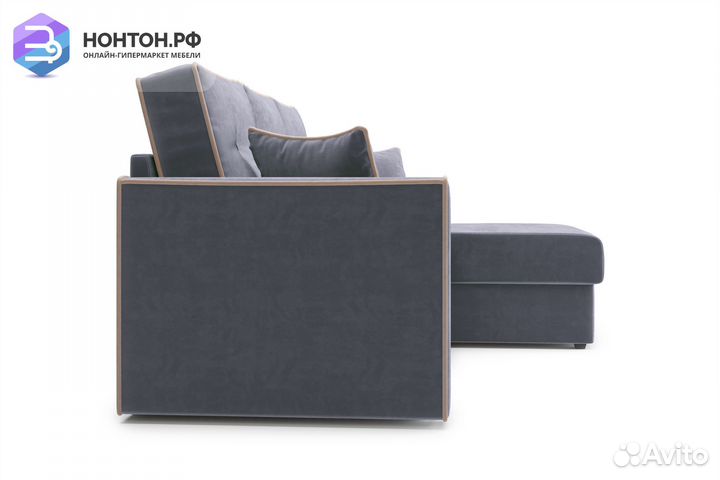 Диван угловой дельфин Леон темно-серый