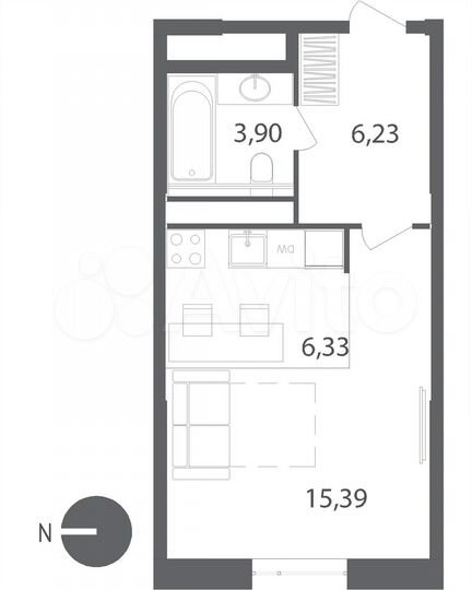 Квартира-студия, 31,9 м², 6/22 эт.
