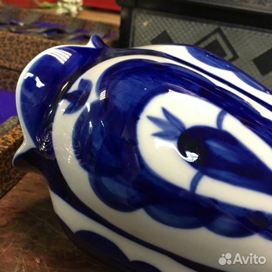 Редкая ваза фарфор с кобальтовым рисунком СССР