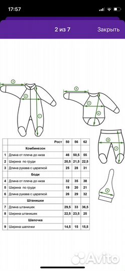 Комплект на выписку новый