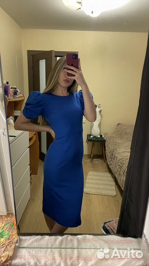 Платье длинное синее