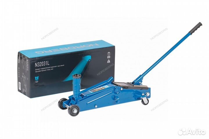 Домкрат подкатной с проставкой, 3 т, высота подъем