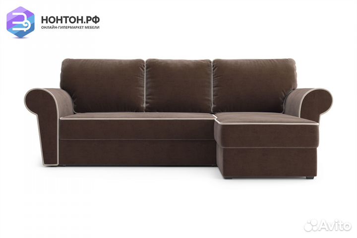 Диван угловой дельфин Прованс коричневый
