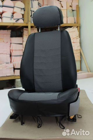 Авточехлы жаккард+кожа