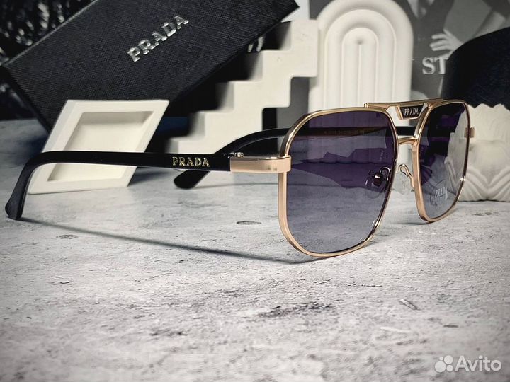 Очки Prada Aviator золотые