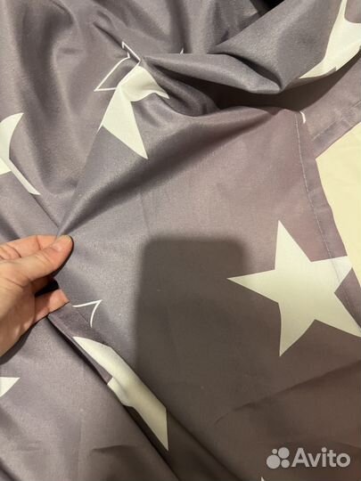 Занавеска со звездами на кольцах 140 на 250 см