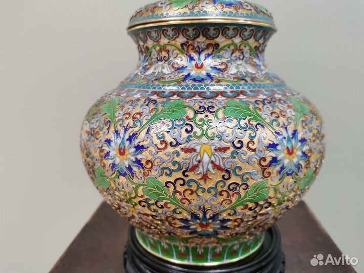 Ваза Китай 1950 перегородчатая эмаль клуазоне