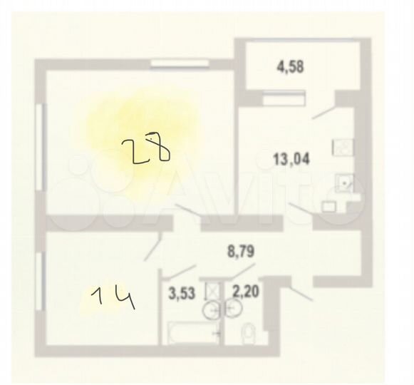 2-к. квартира, 72 м², 3/9 эт.