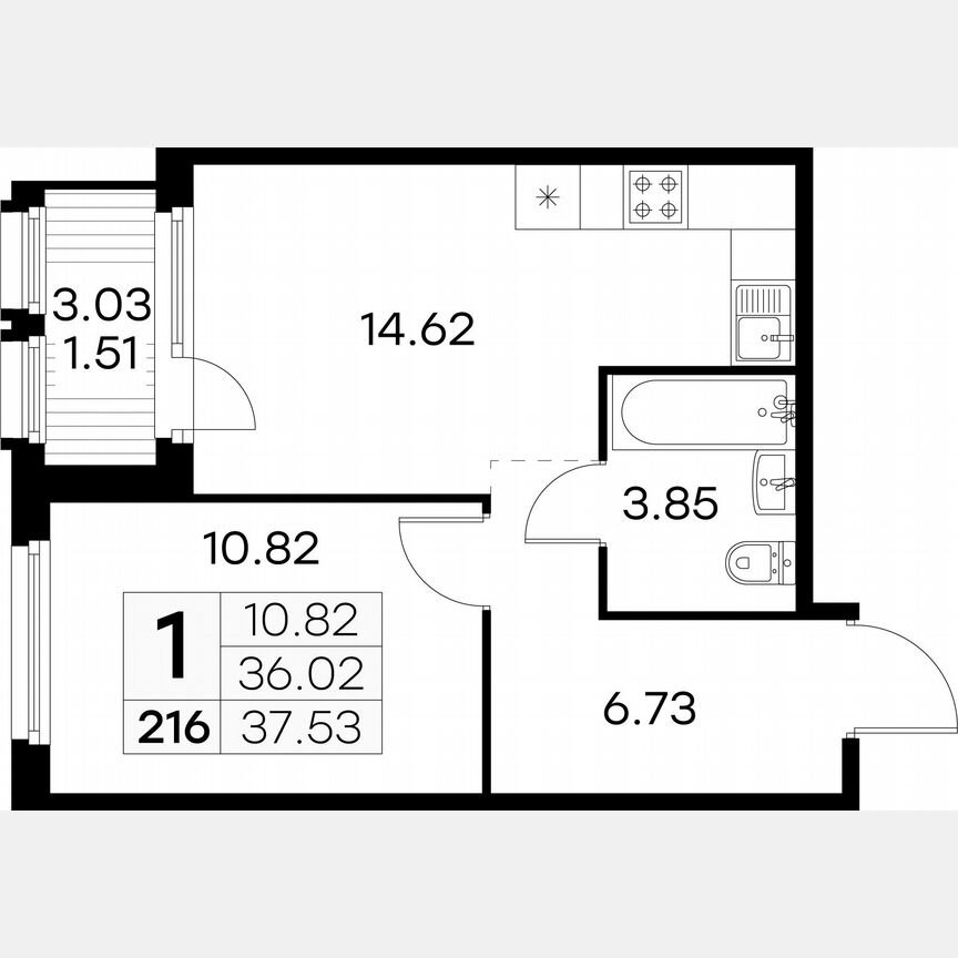 1-к. квартира, 37,5 м², 9/15 эт.