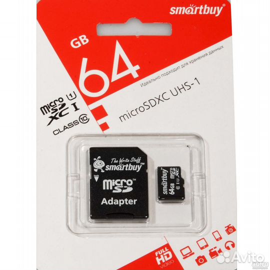 Карта памяти micro SD 64GB Smart Buy Class 10