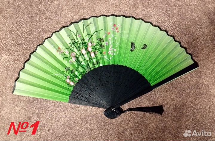Веер из ткани+бамбук (есть 9 расцветок)