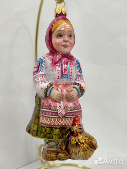 Ёлочная игрушка Бабушка с курочкой