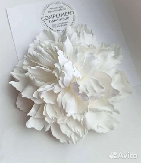 Брошь чокер пион роза крупный цветок