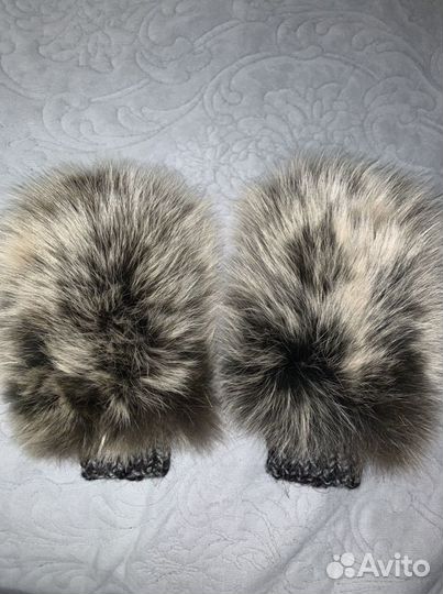 Варежки детские с натуральным мехом